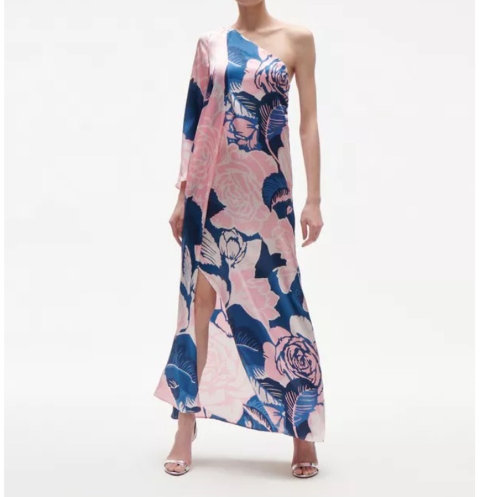 Figue Greta Floral-Print One-Shoulder Slit-Hem Silk Maxi Dress - Picture 8 of 16